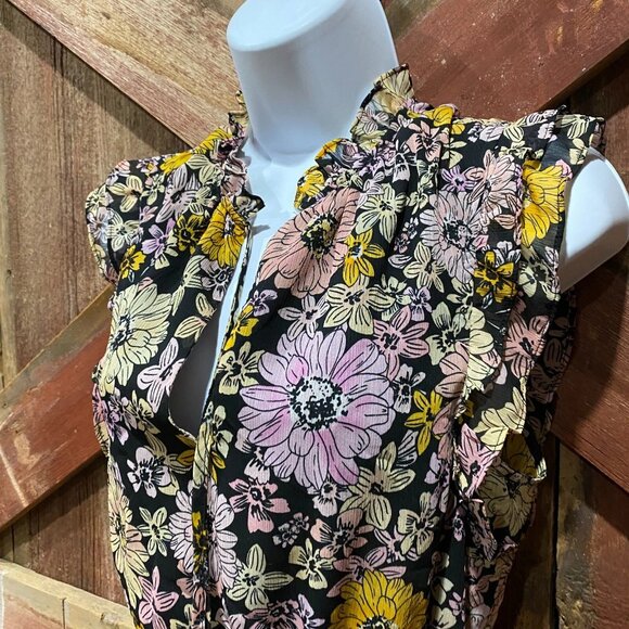 BB Dakota Steve Madden Dark Floral Blossom Dress Small Prairie Whimsical Fairy - Picture 4 of 13